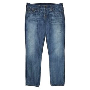 TRUE RELIGION Jeans Women 32 (36x31) USA BRIANNA Straight Mid Rise Blue Med Wash